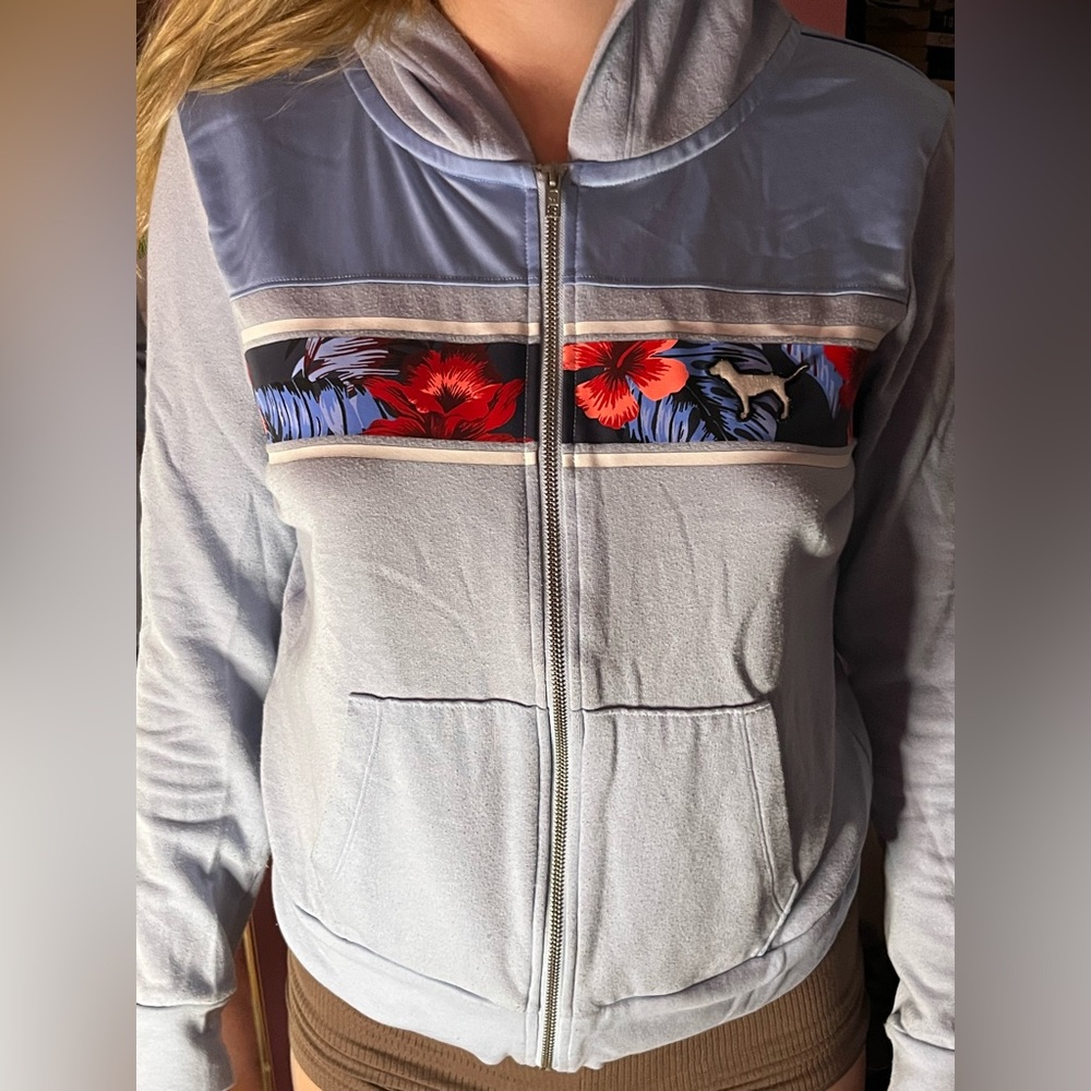 Pink Victoria secret jacket with hoodie